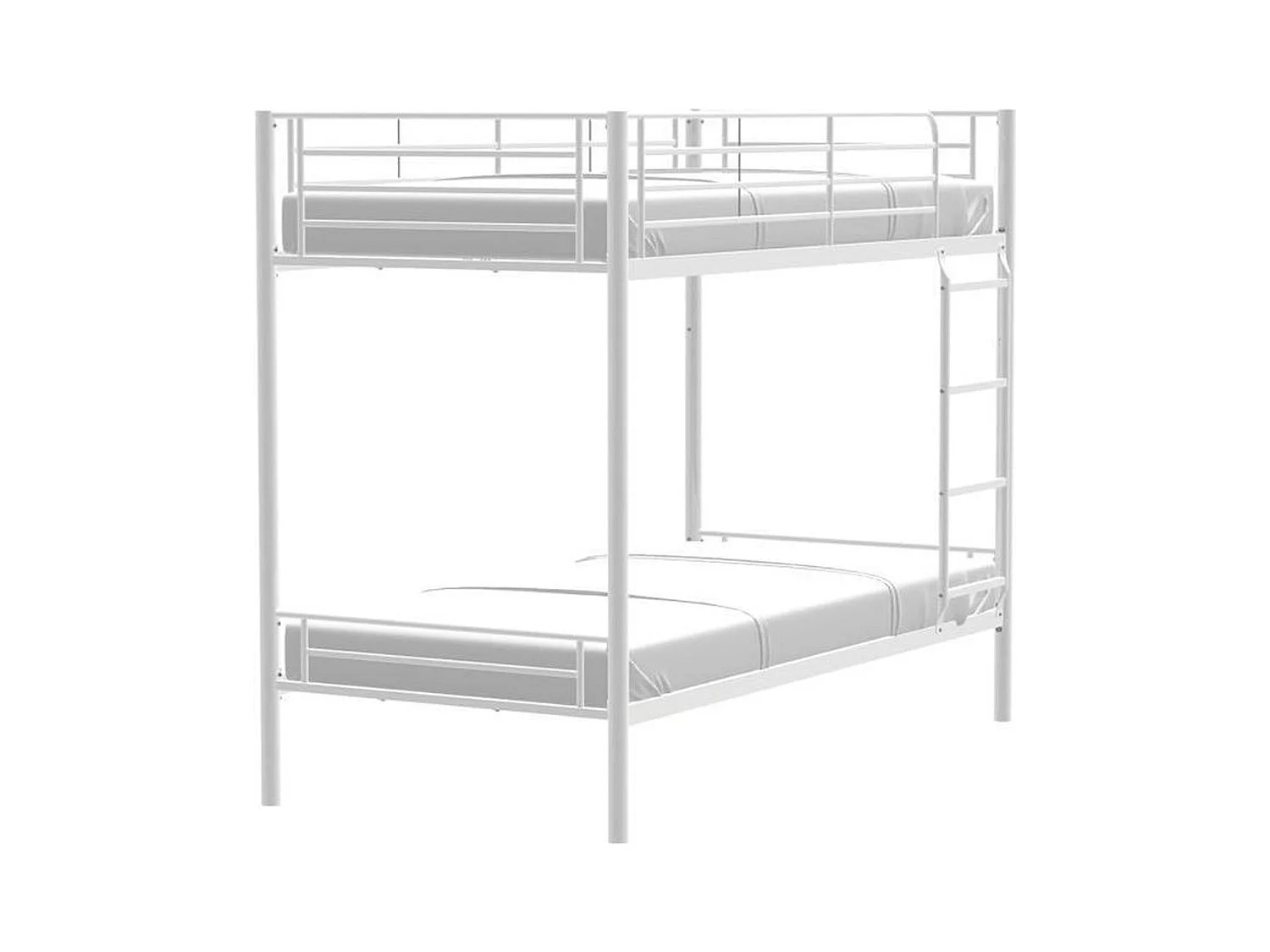 Lits superposés séparables en métal - Blanc - Sommiers inclus - 2 x 90 x 190 cm - ABBY