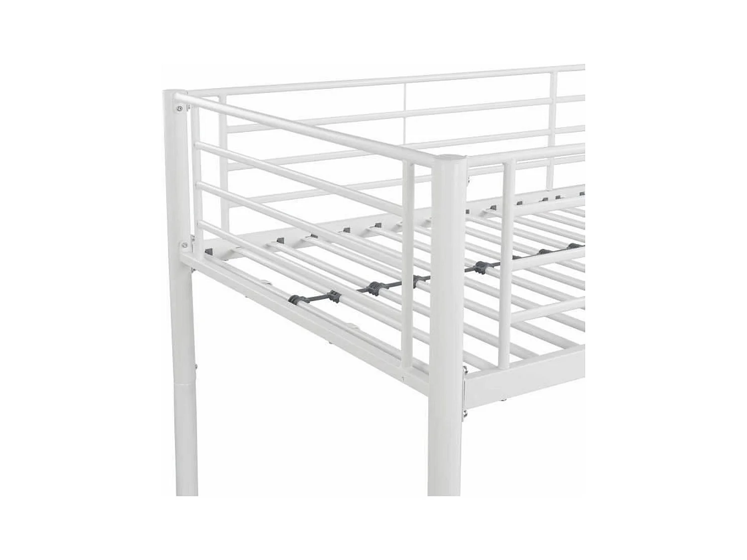 Lits superposés séparables en métal - Blanc - Sommiers inclus - 2 x 90 x 190 cm - ABBY