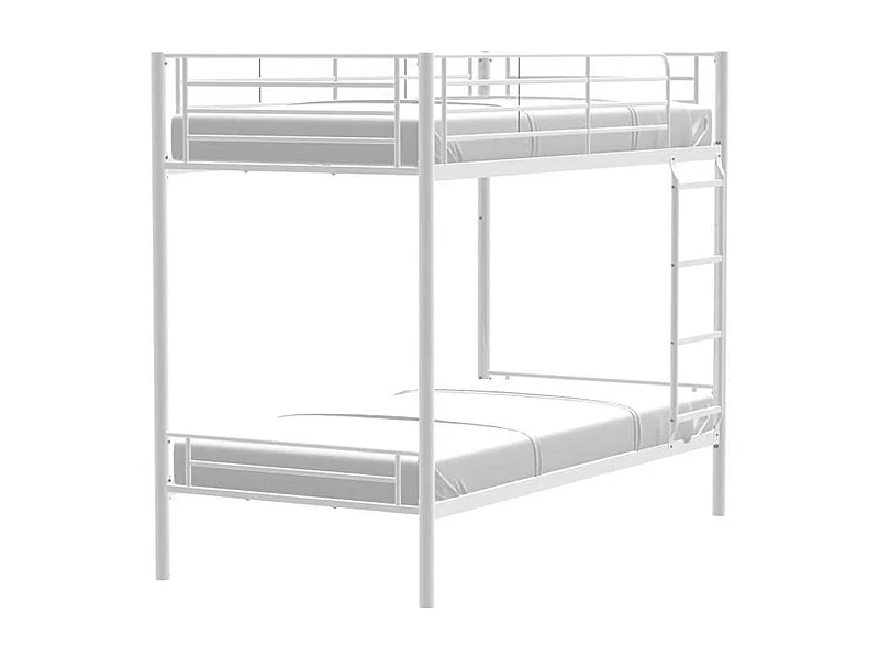 Lits superposés séparables en métal - Blanc - Sommiers inclus - 2 x 90 x 190 cm - ABBY