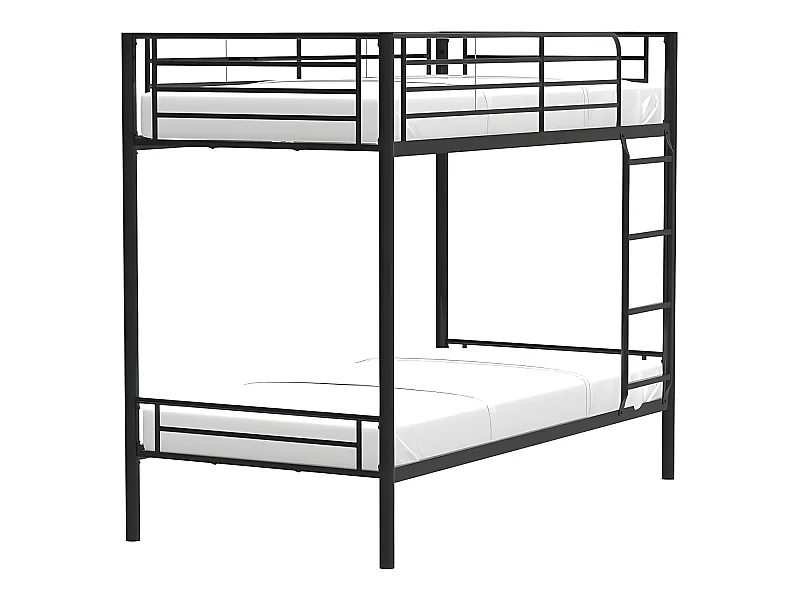 Lits superposés séparables 2 x 90 x 190 cm en métal - Noir - Sommiers inclus - ABBY