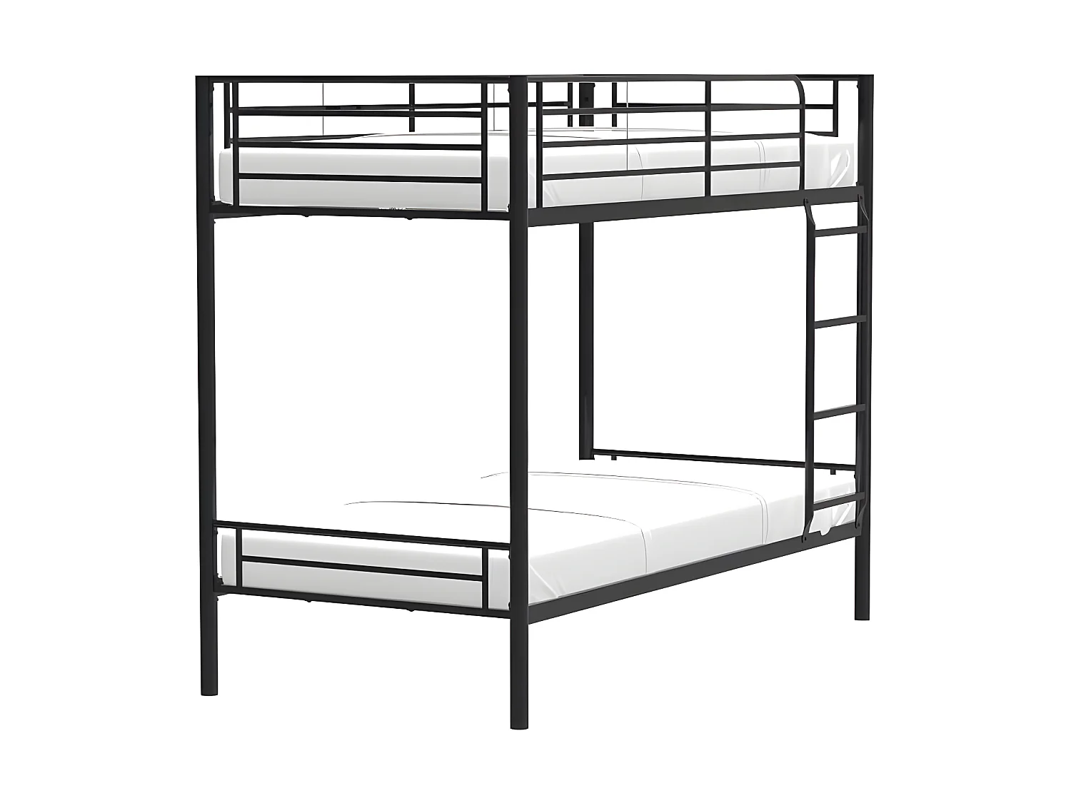 Lits superposés séparables 2 x 90 x 190 cm en métal - Noir - Sommiers inclus - ABBY