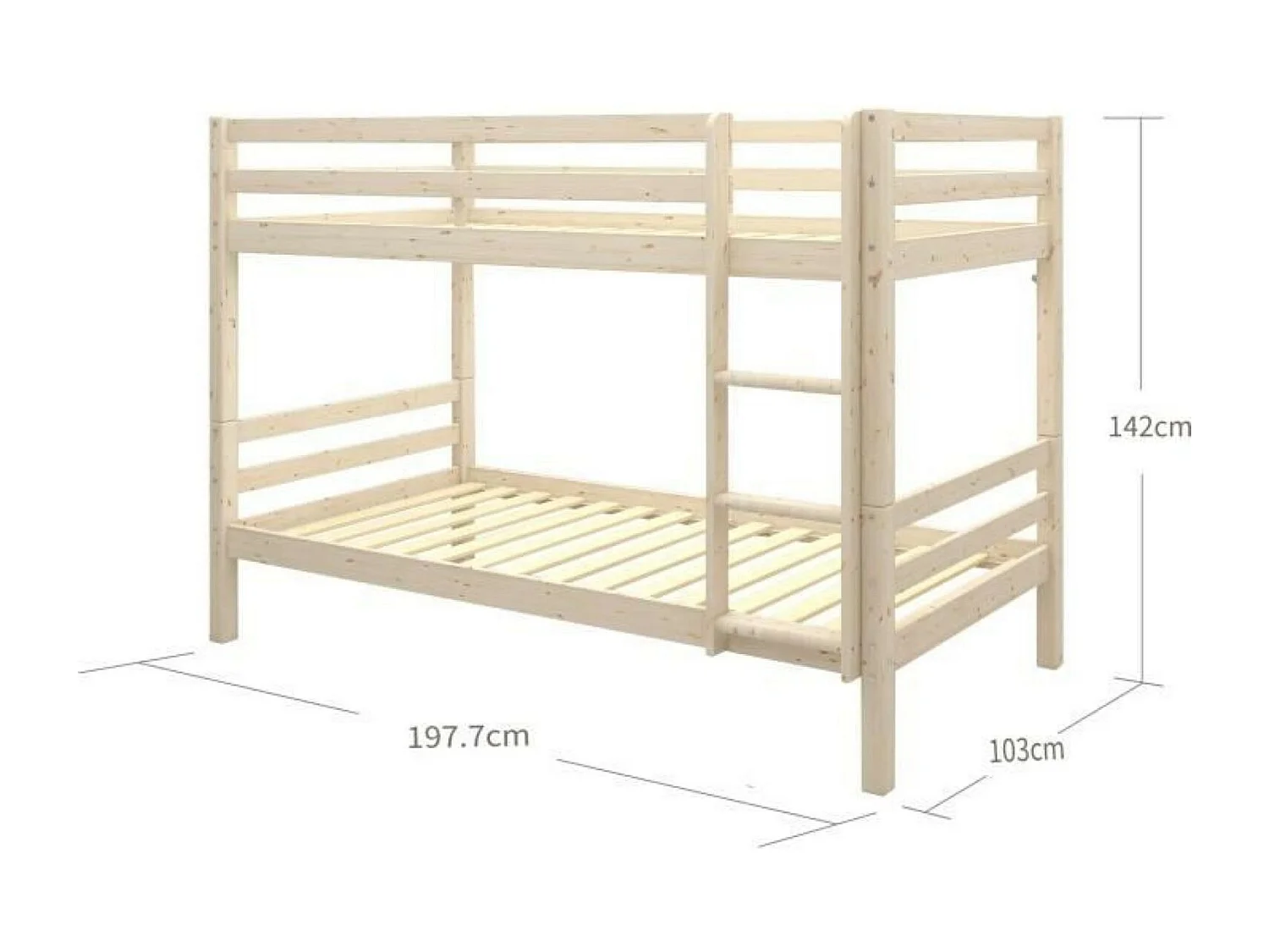 Lits superposés séparables enfant - 2 x 90 x 190 cm - Pin massif naturel - Sommier inclus
