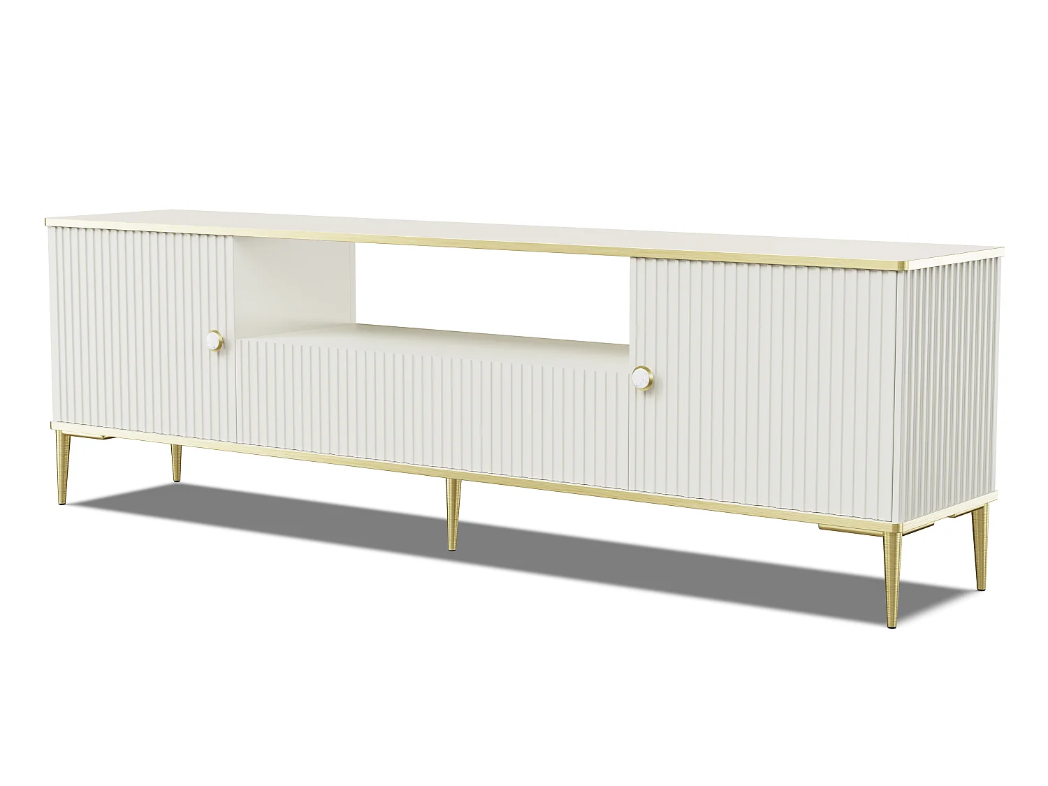 TV-meubel PETRA 180 cm 2D1S kasjmier met gouden poten