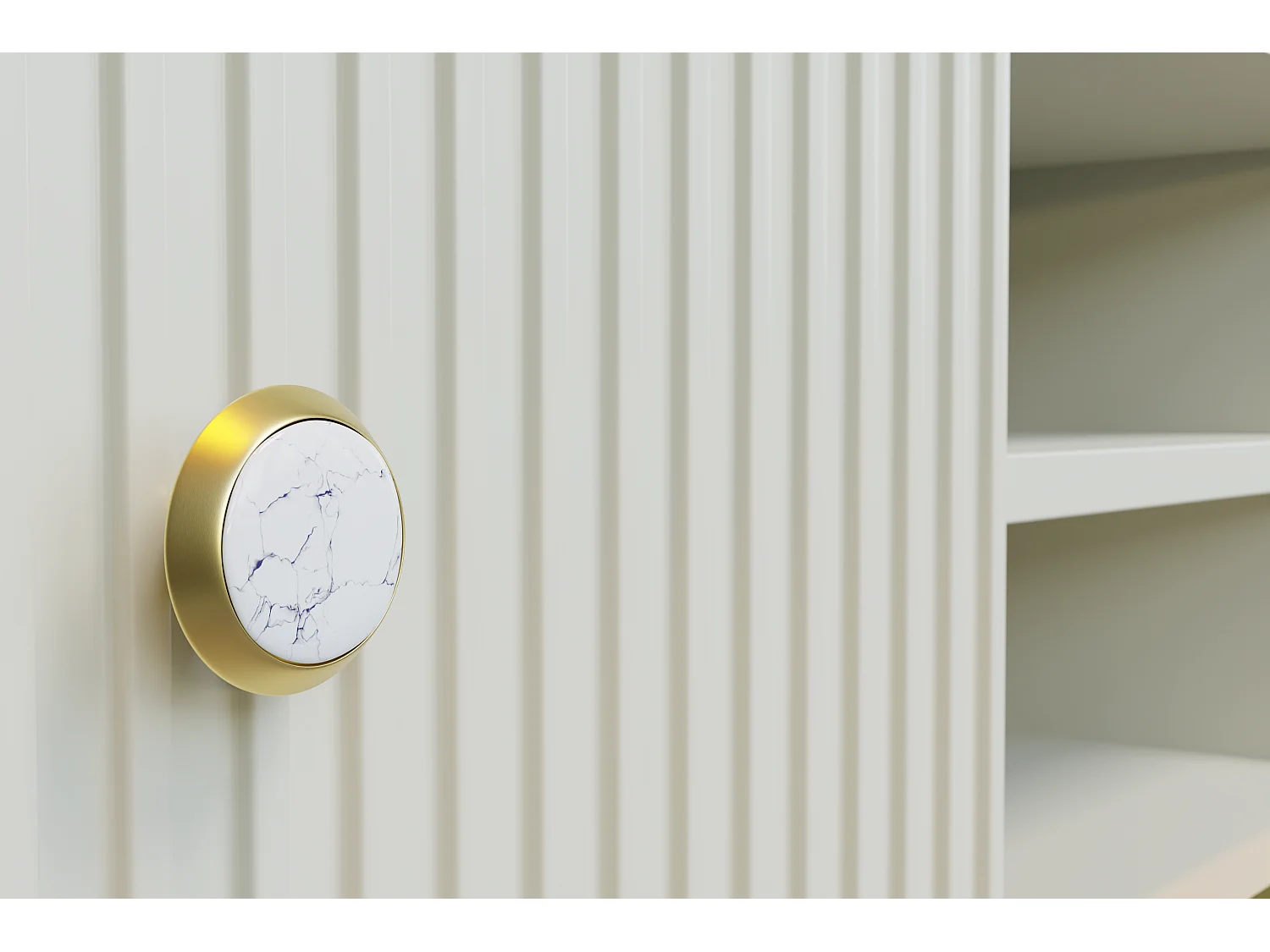 TV-meubel PETRA 180 cm 2D1S kasjmier met gouden poten