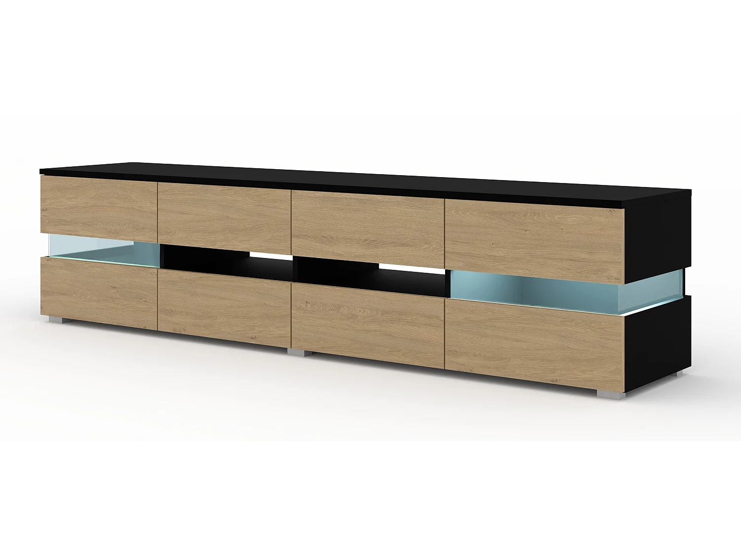 Mueble de TV VIPER 186 cm negro mate / roble stone + iluminación LED