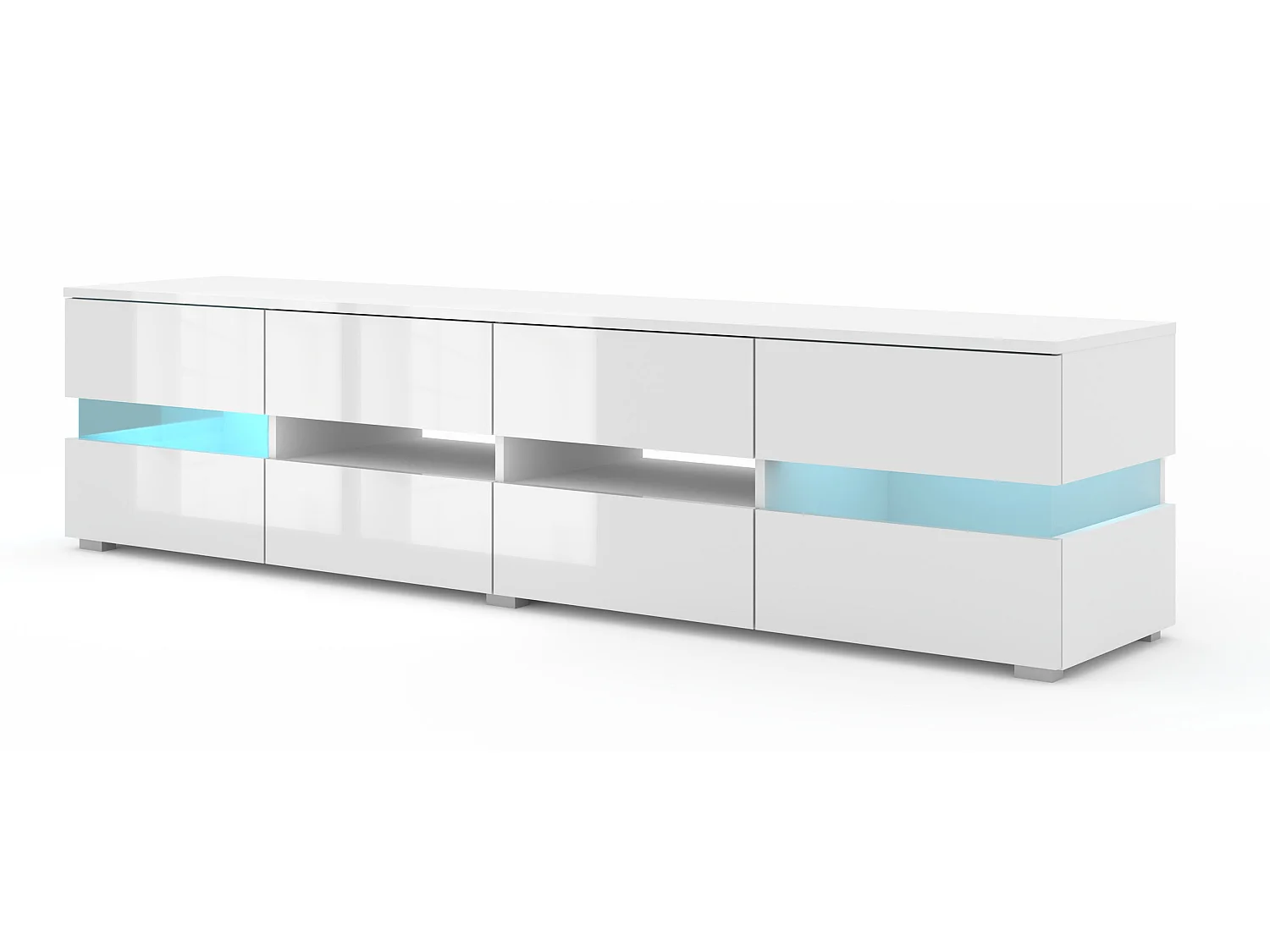 TV-meubel VIPER 186 cm Mat Wit / Hoogglans Wit + LED-verlichting