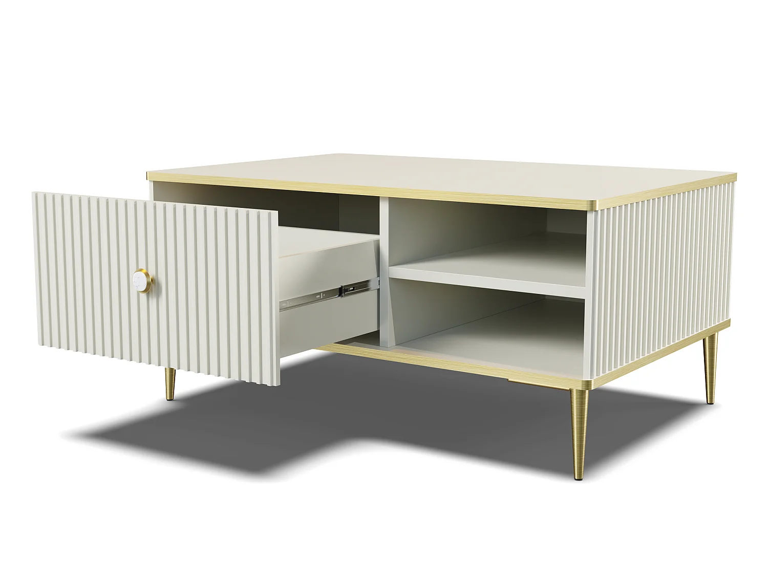 Couchtisch PETRA 90x60 cm Kaschmir mit goldenen Beinen