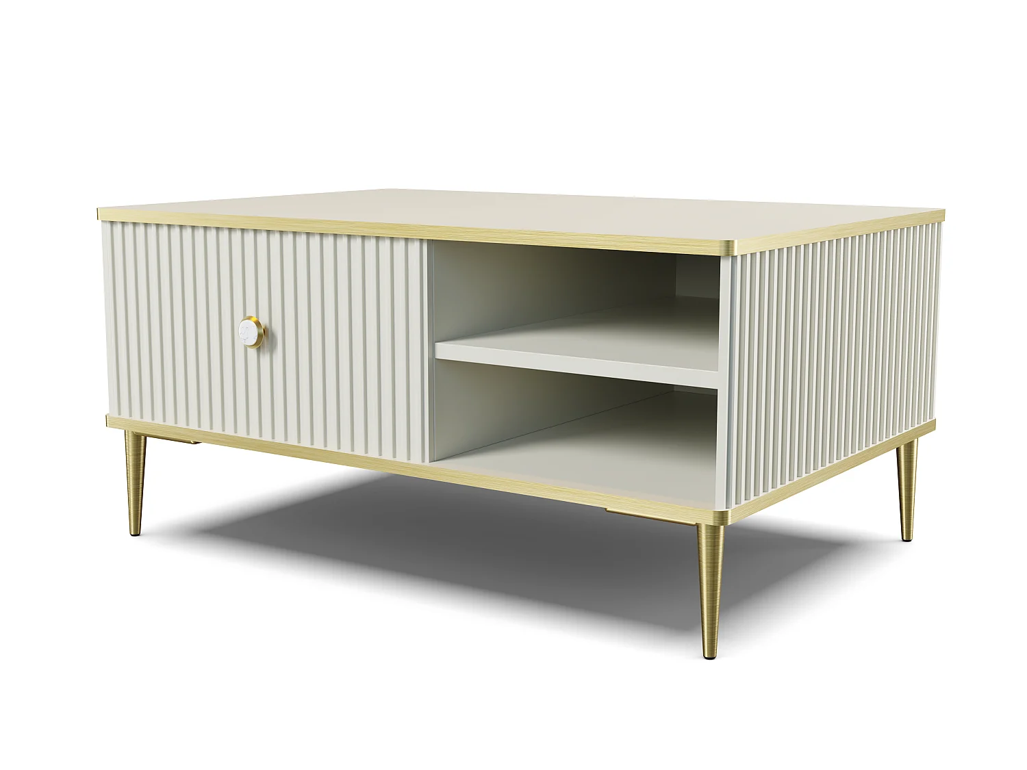 Table basee PETRA 90x60 cm cachemire avec pieds dorés