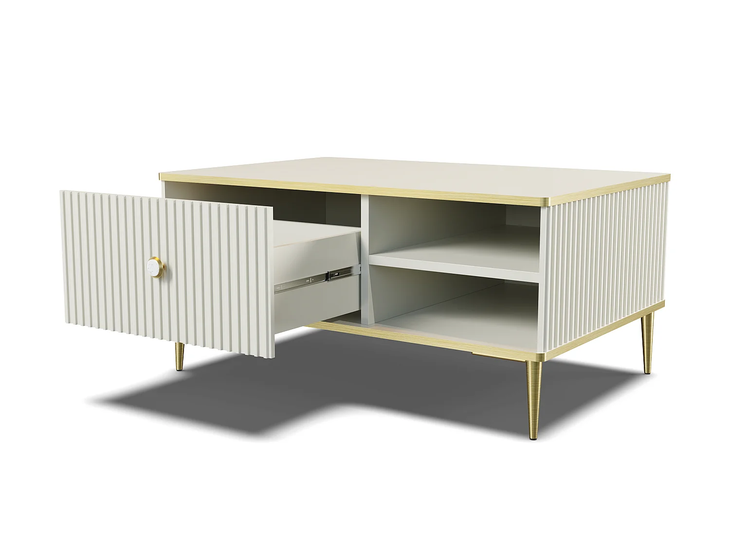 Mesa de centro PETRA 90x60 cm cachemira con patas doradas