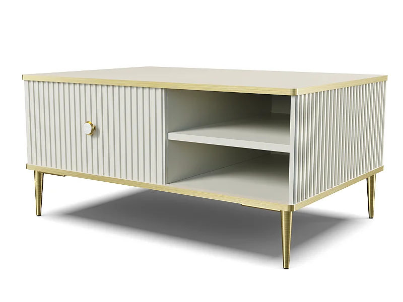 Table basee PETRA 90x60 cm cachemire avec pieds dorés