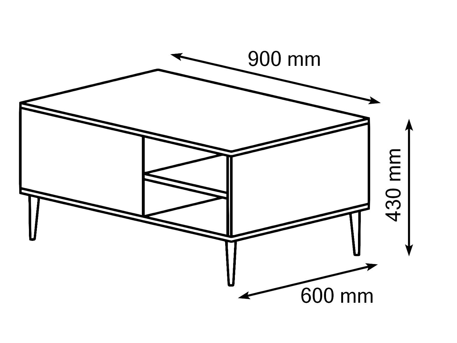 Couchtisch PETRA 90x60 cm Schwarz Matt mit goldenen Beinen