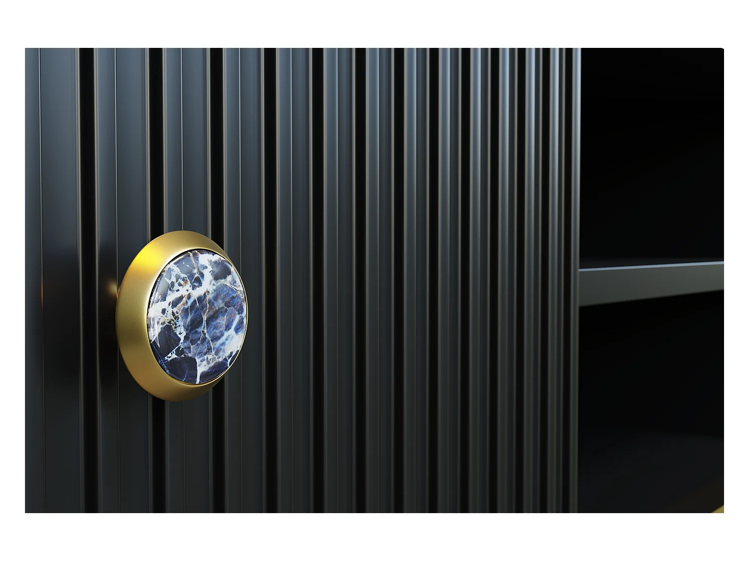 Mesa de centro PETRA 90x60 cm negro mate con patas doradas