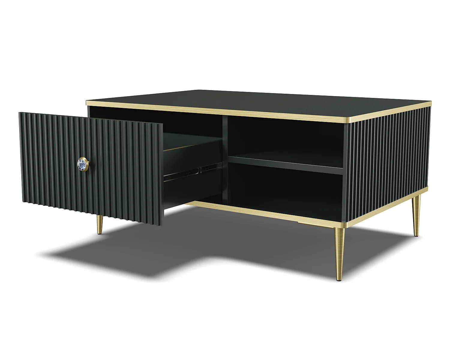 Salontafel PETRA 90x60 cm zwart mat met gouden poten