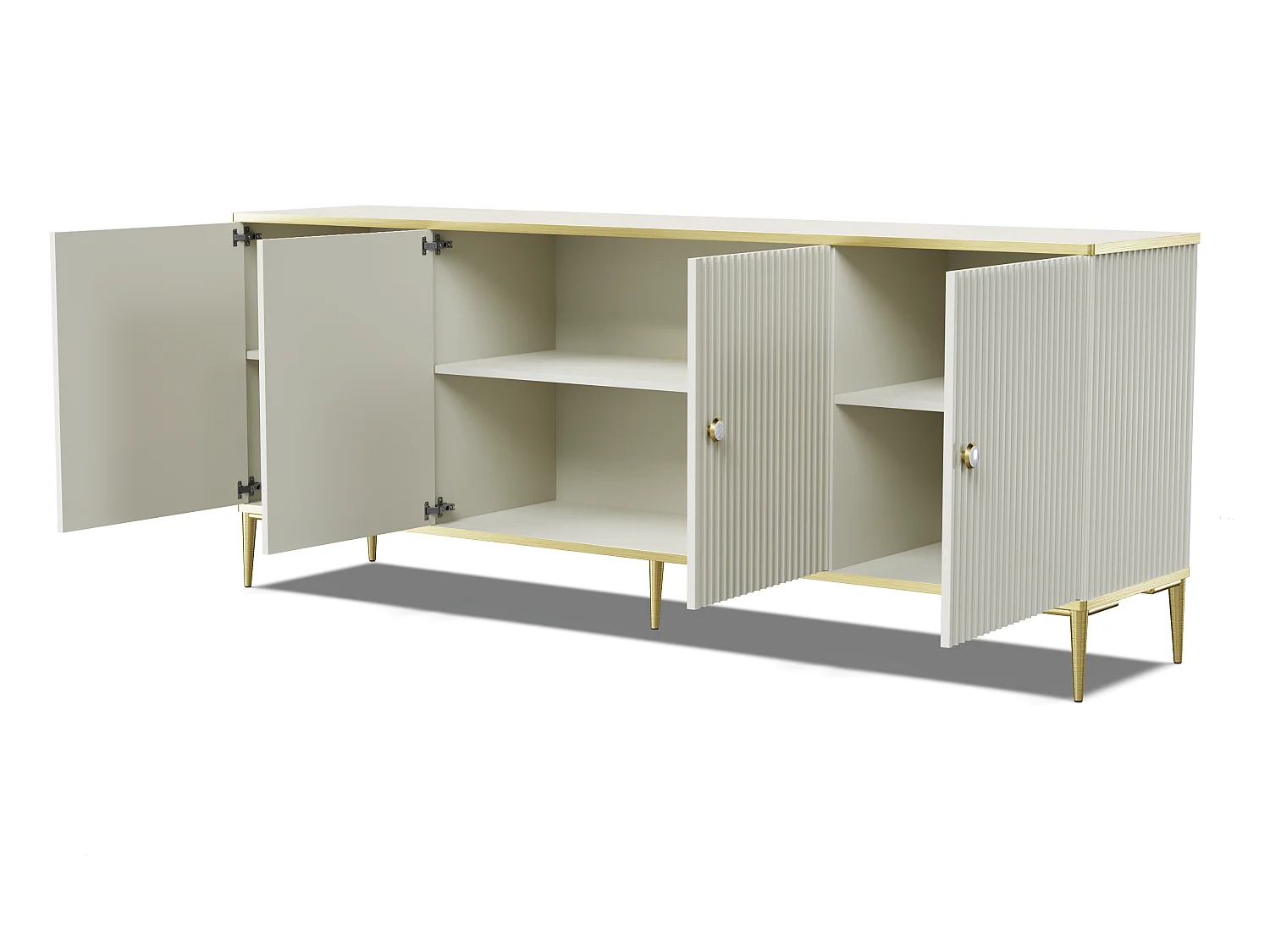 Cómoda PETRA 182 cm 4D cachemira con patas doradas