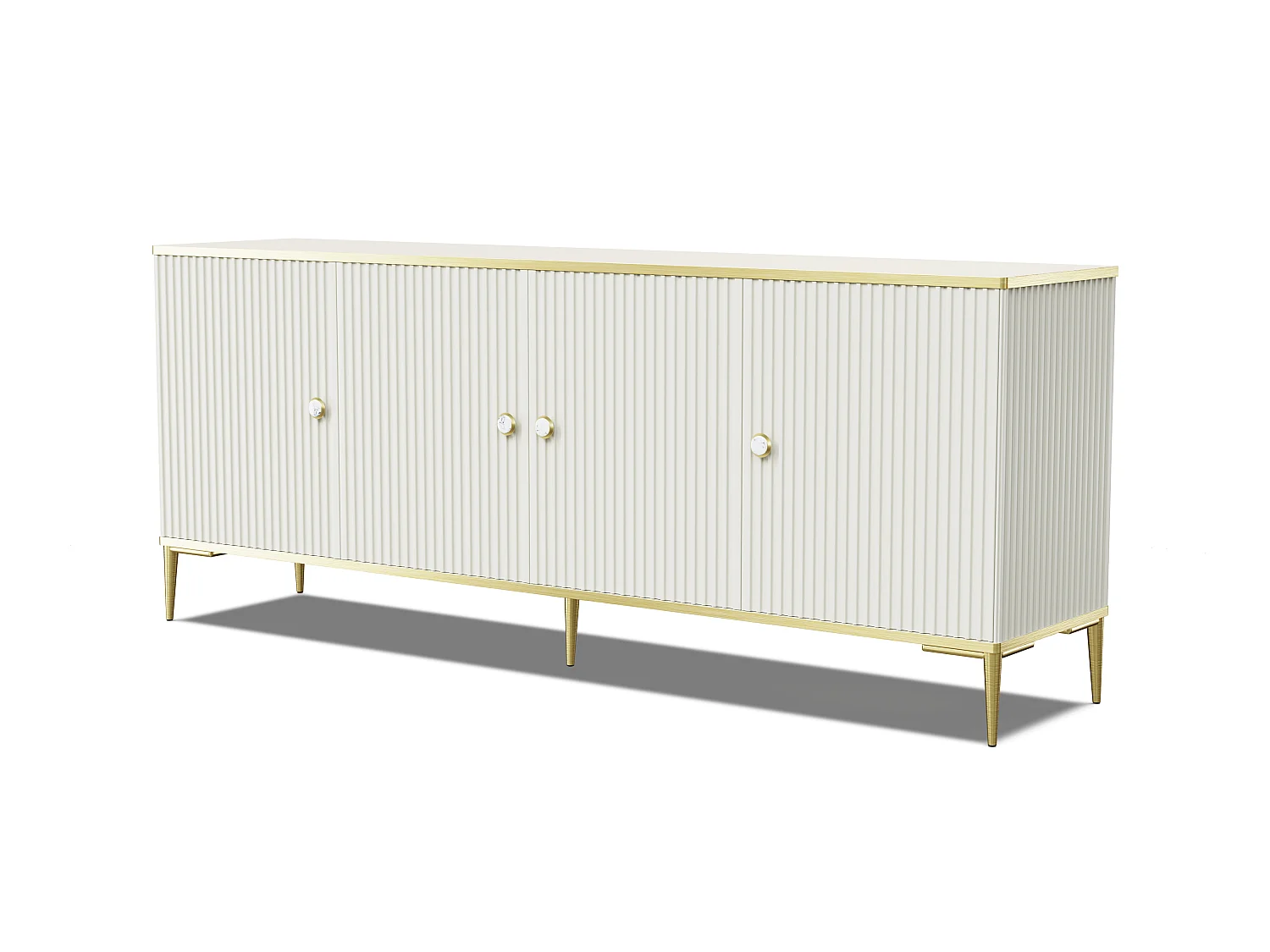 Commode PETRA 182 cm 4D cachemire avec pieds dorés