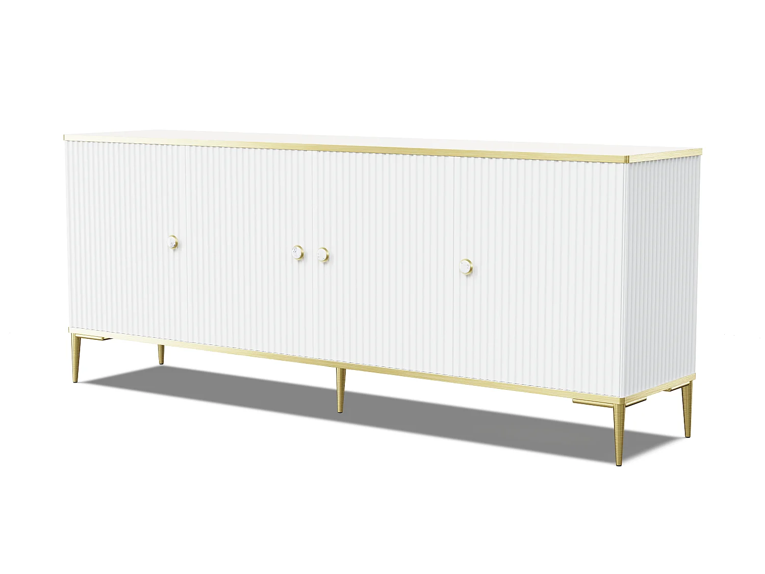 Comò PETRA 182 cm 4D bianco opaco con gambe dorate