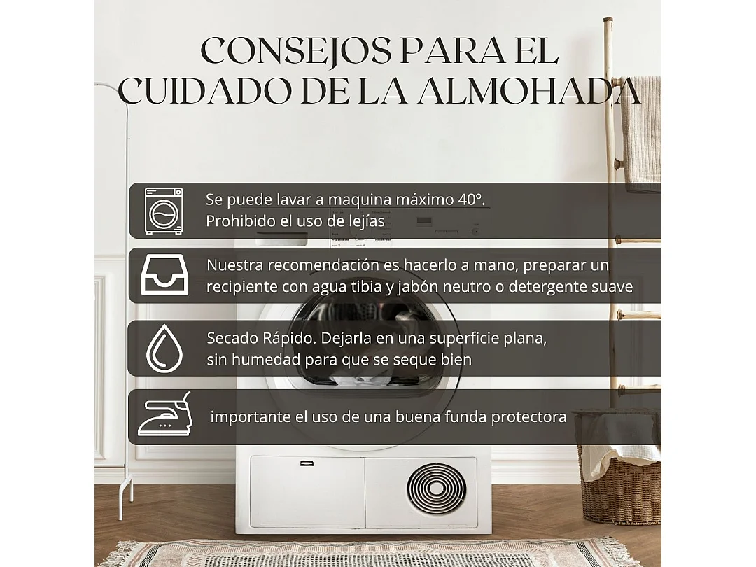 Almohada Boheme visco copos 100% poliéster blanco 80 cm