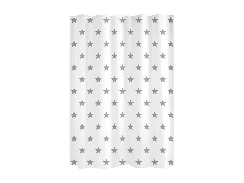 Rideau de douche star tissu 180x200 blanc gris - GELCO