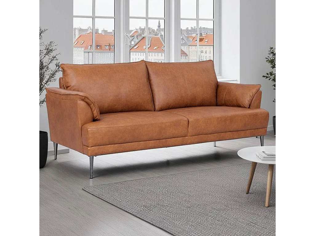 Driezitsbank Soul van leer - bruin