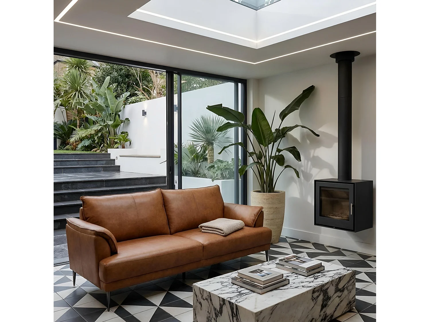 Canapé Soul - 3 places - Cuir - Marron