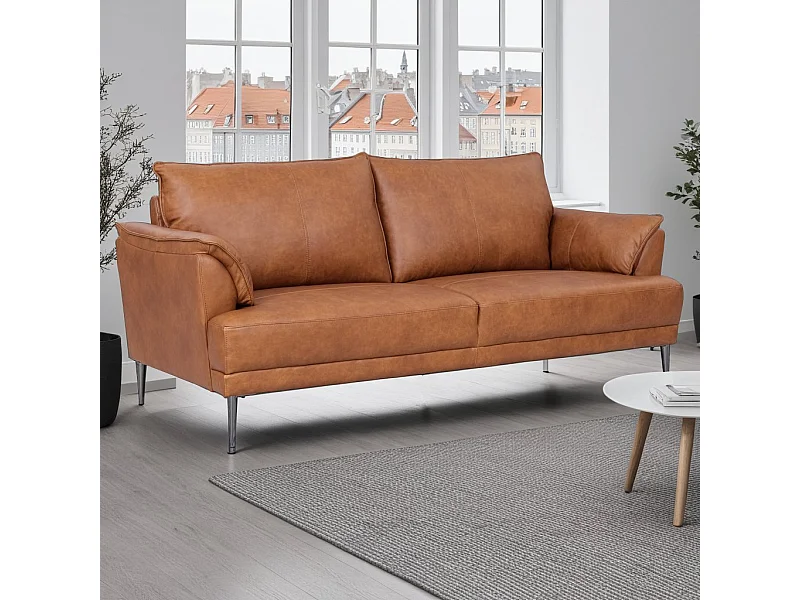 Driezitsbank Soul van leer - bruin