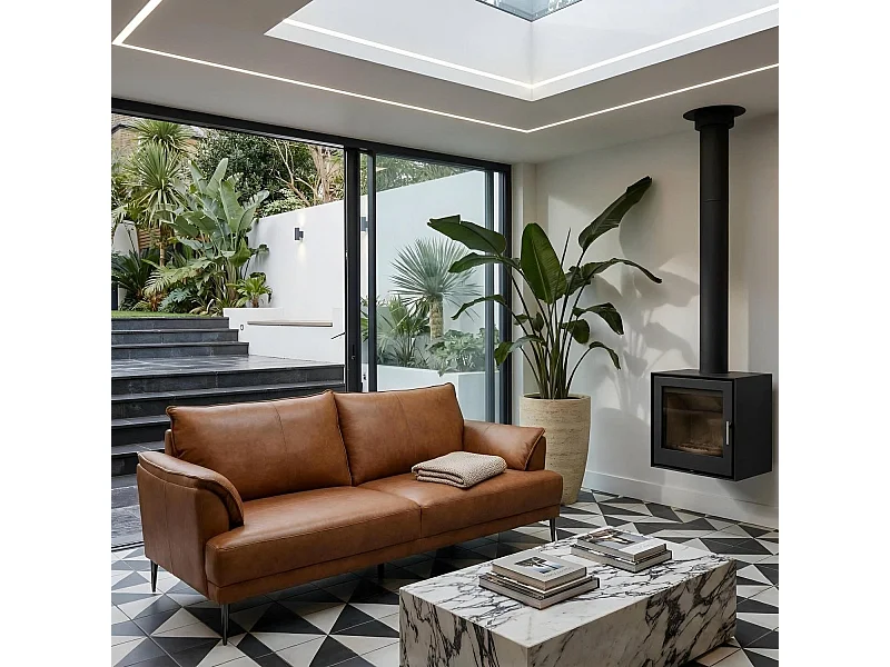 Driezitsbank Soul van leer - bruin