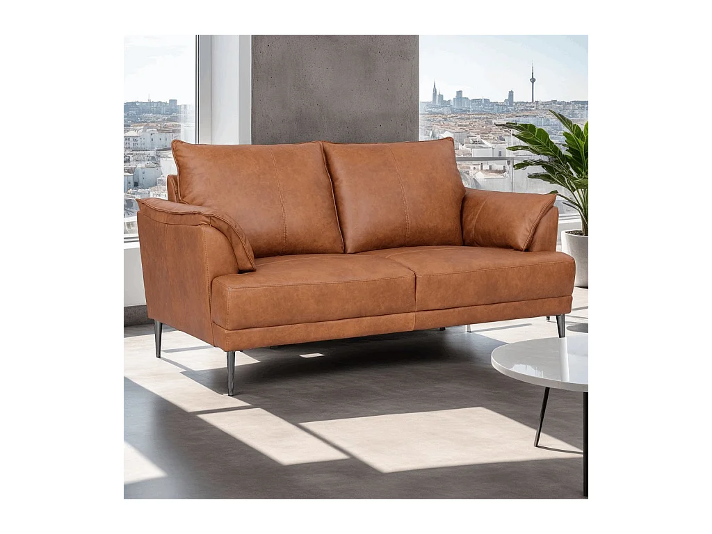 Tweezitsbank Soul van leer - bruin