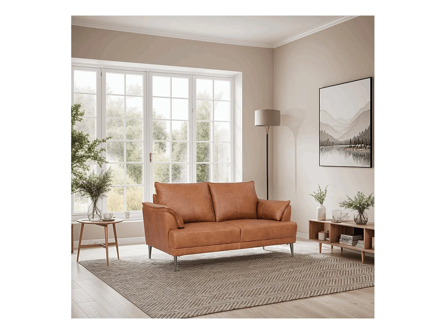 Tweezitsbank Soul van leer - bruin