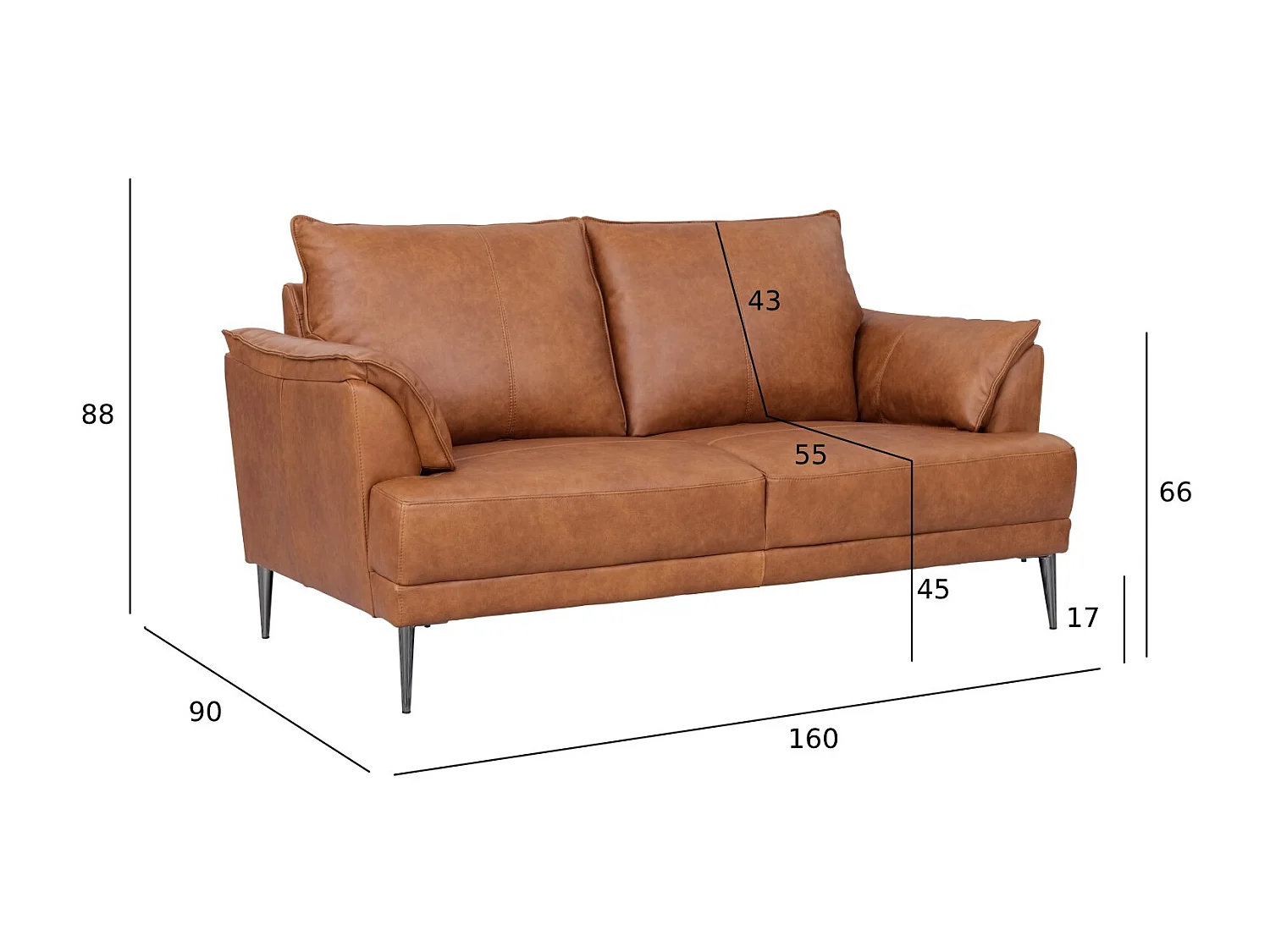 Canapé Soul - 2 places - Cuir - Marron