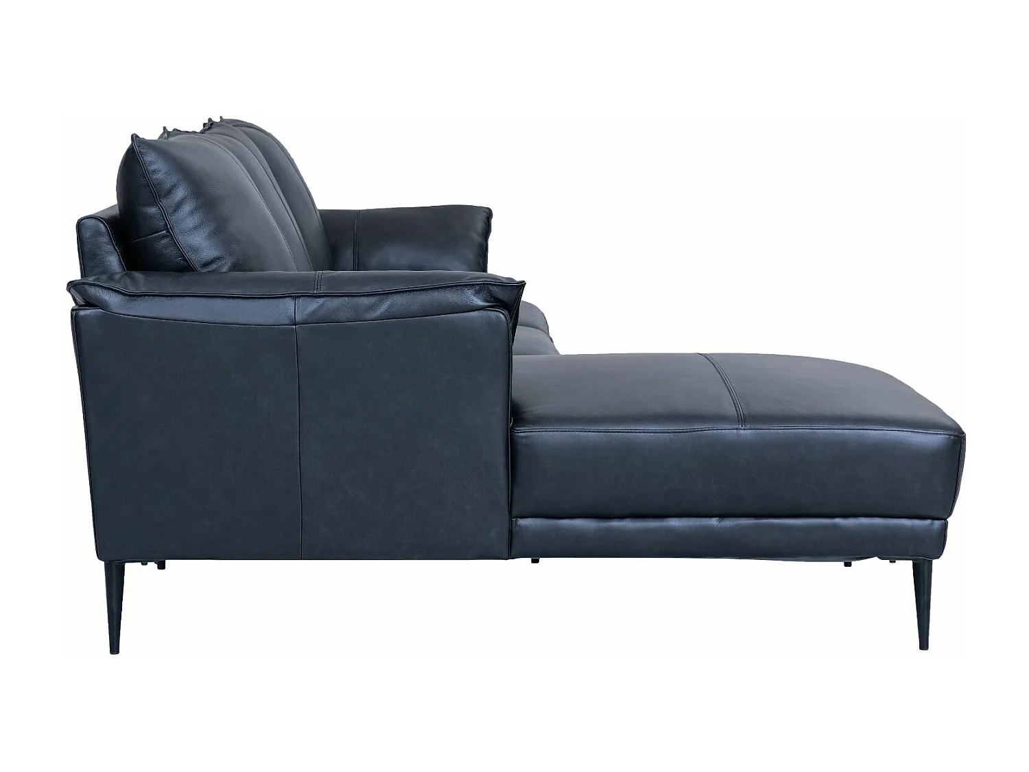 Ecksofa Links Soul - 3-Sitzer - Leder - Schwarz