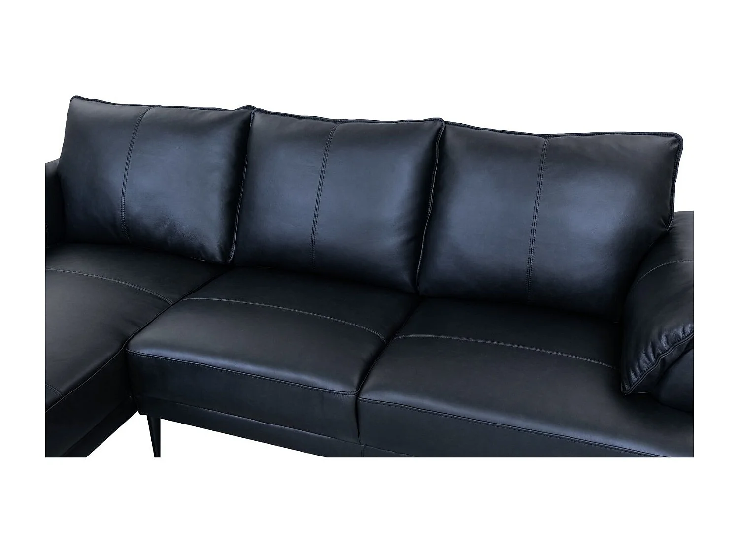 Ecksofa Links Soul - 3-Sitzer - Leder - Schwarz