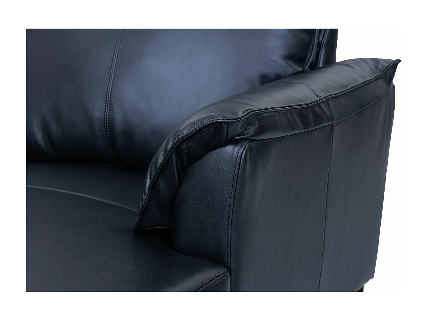 Ecksofa Links Soul - 3-Sitzer - Leder - Schwarz