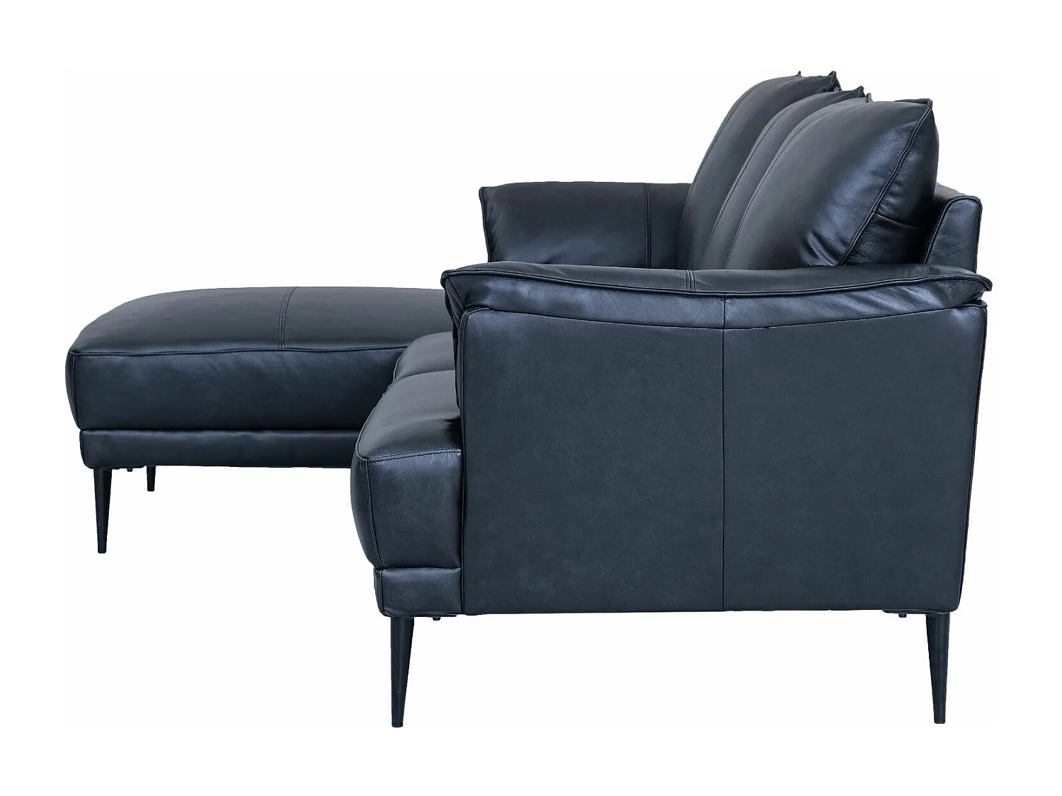 Ecksofa Links Soul - 3-Sitzer - Leder - Schwarz