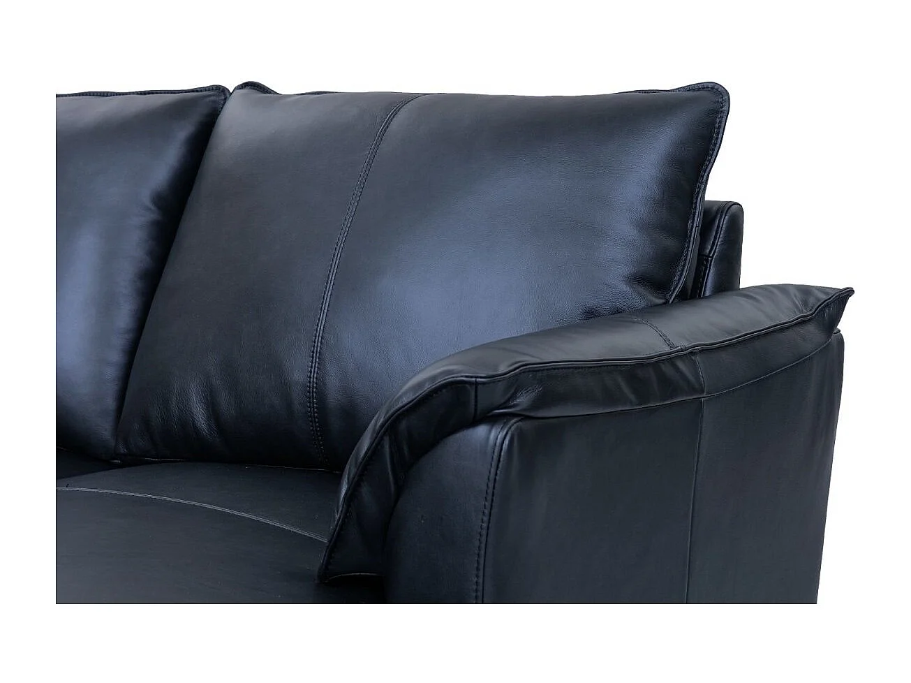 Canapé d'angle gauche Soul - 3 places - Cuir - Noir