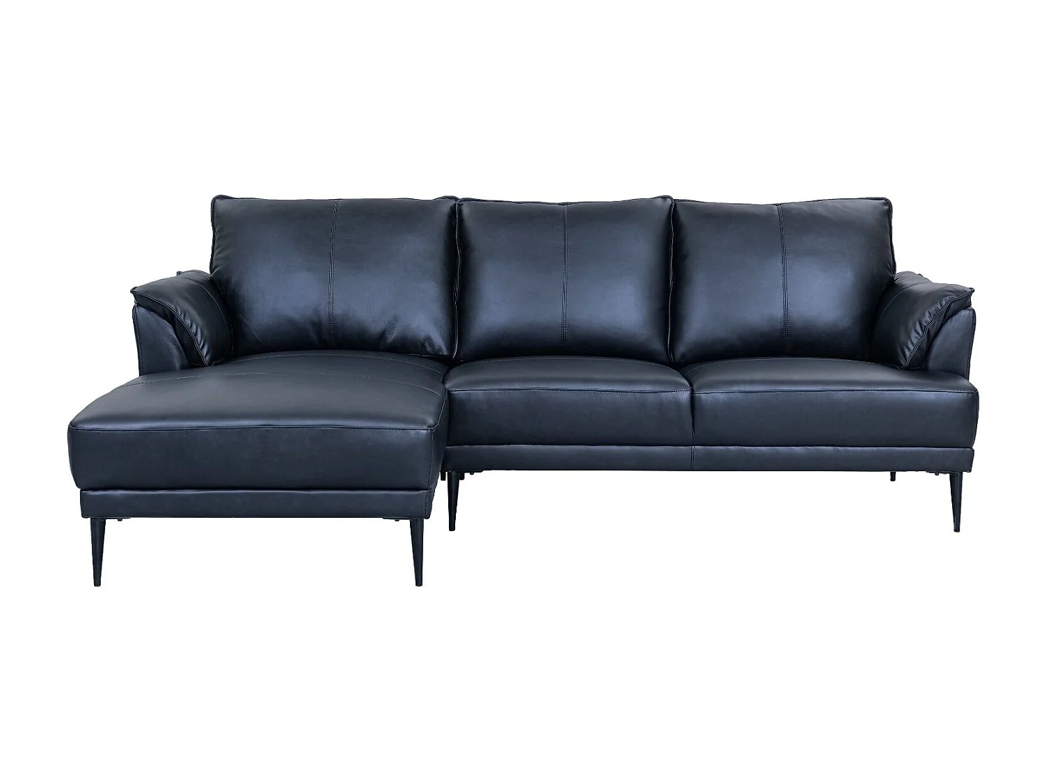 Ecksofa Left 3-Sitzer Soul - Echtleder - Schwarz