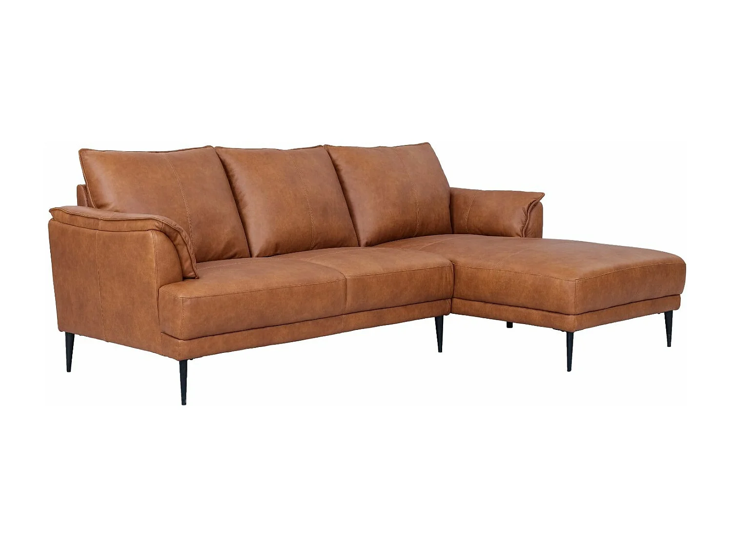 Ecksofa Rechts Soul - 3-Sitzer - Leder - Braun