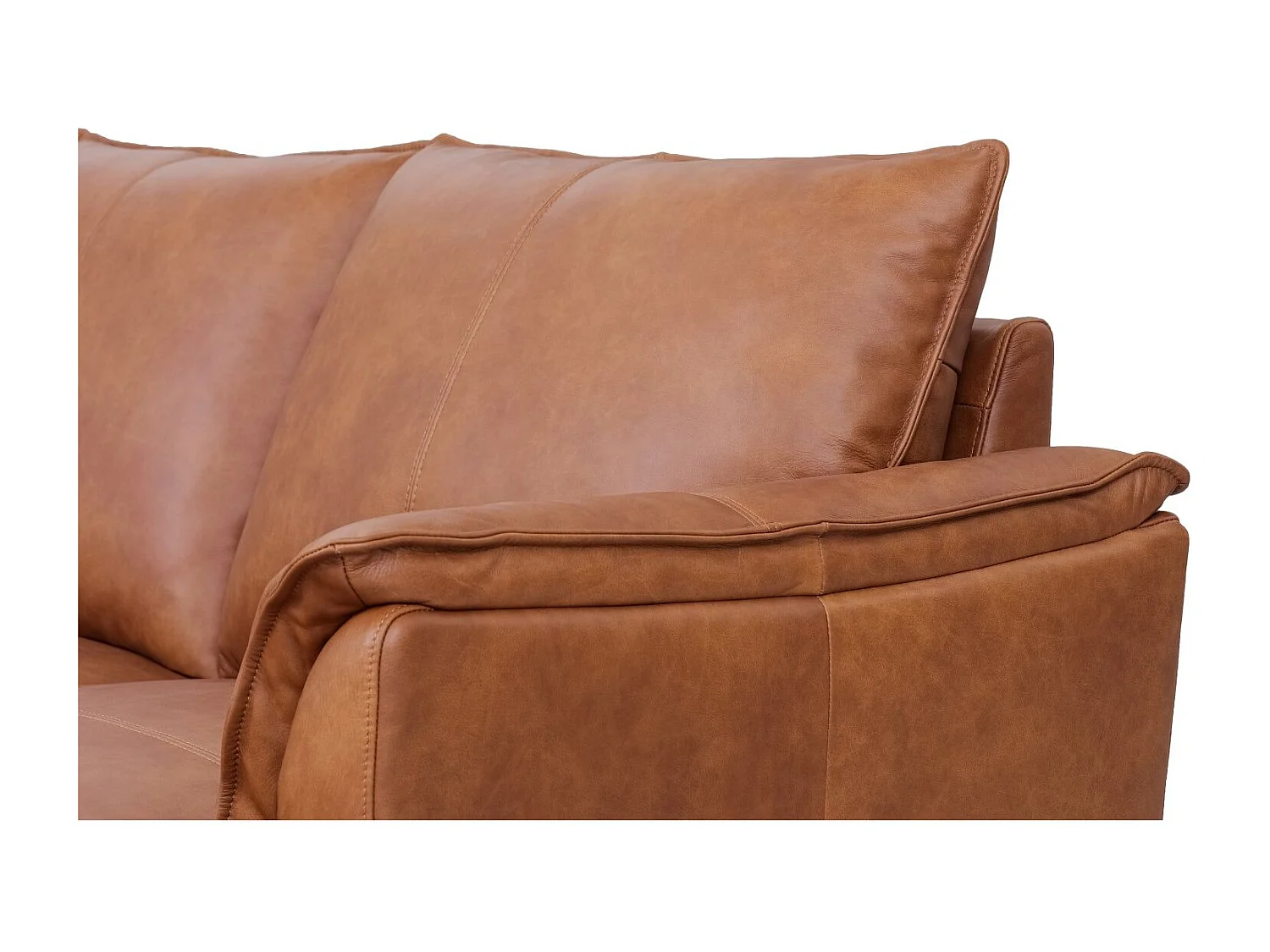 Canapé d'angle droite Soul - 3 places - Cuir - Marron