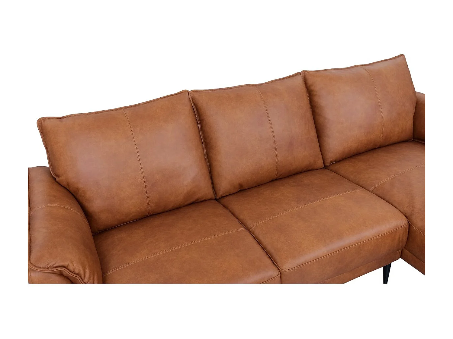 Canapé d'angle droite Soul - 3 places - Cuir - Marron