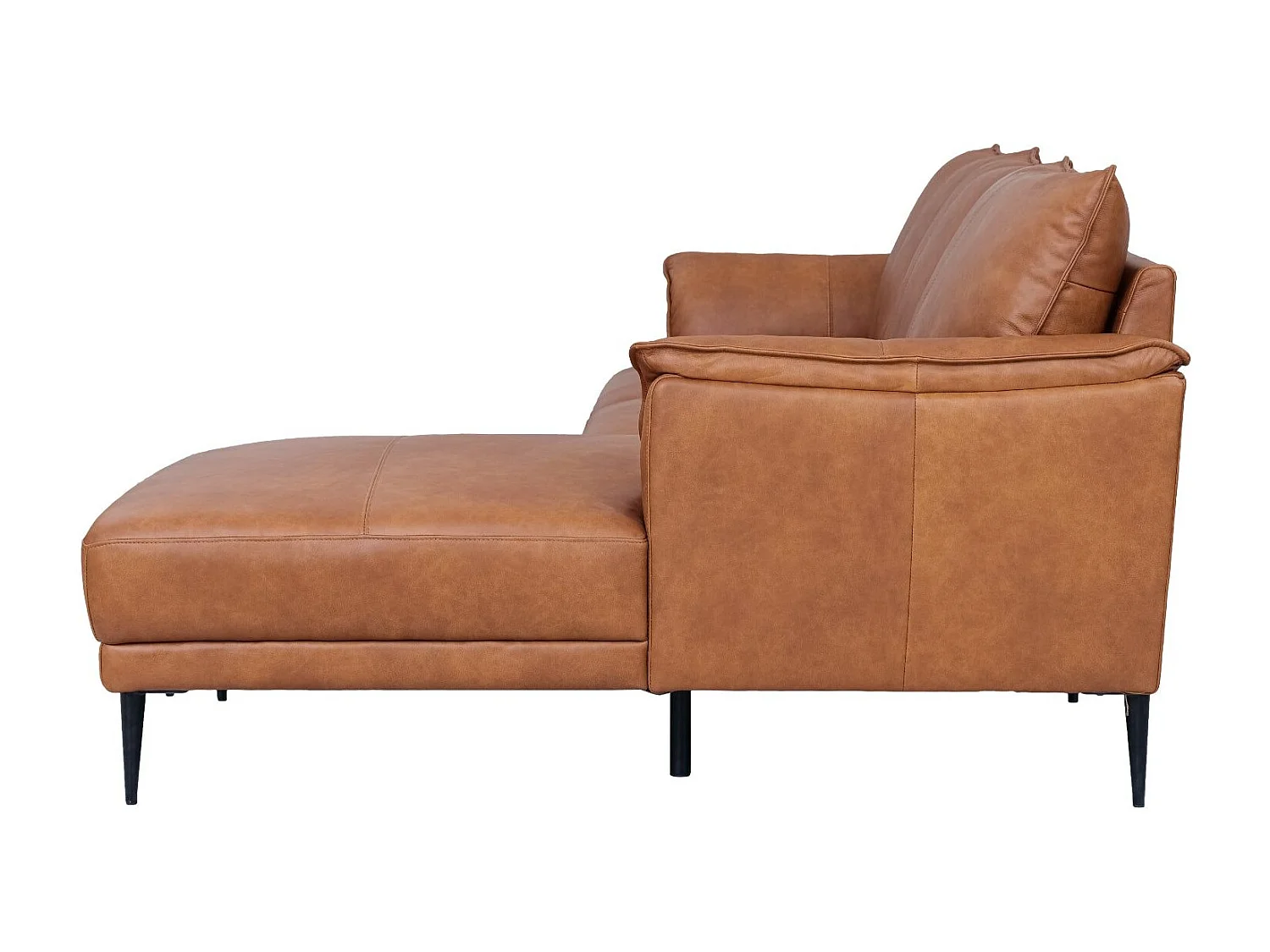 Canapé d'angle droite Soul - 3 places - Cuir - Marron