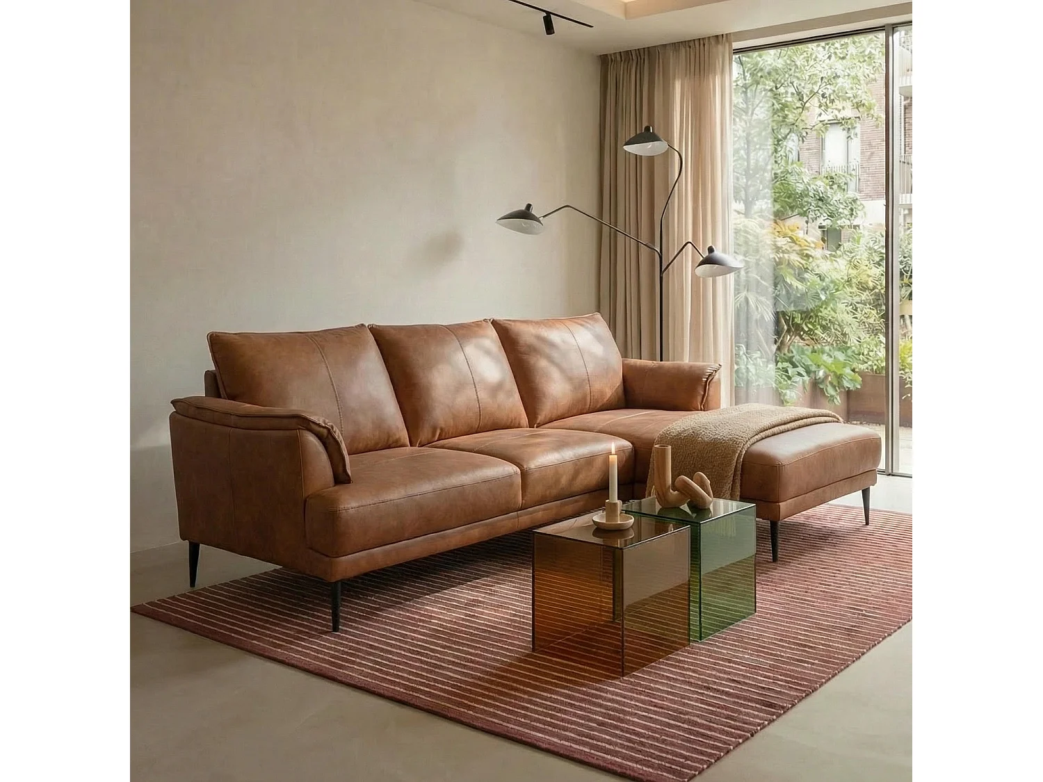 Driezitsbank Soul van leer - bruin