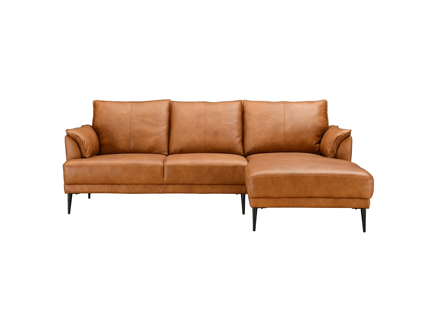 Canapé d'angle droite Soul - 3 places - Cuir - Marron