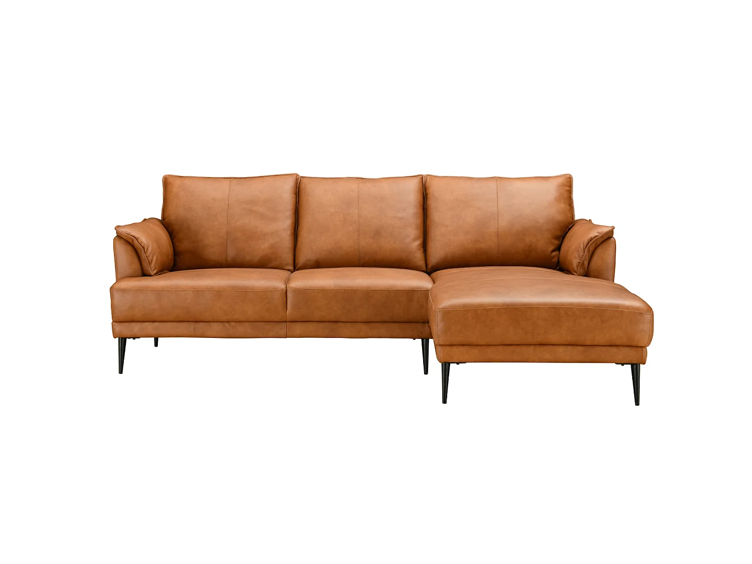 Canapé d'angle droite Soul - 3 places - Cuir - Marron