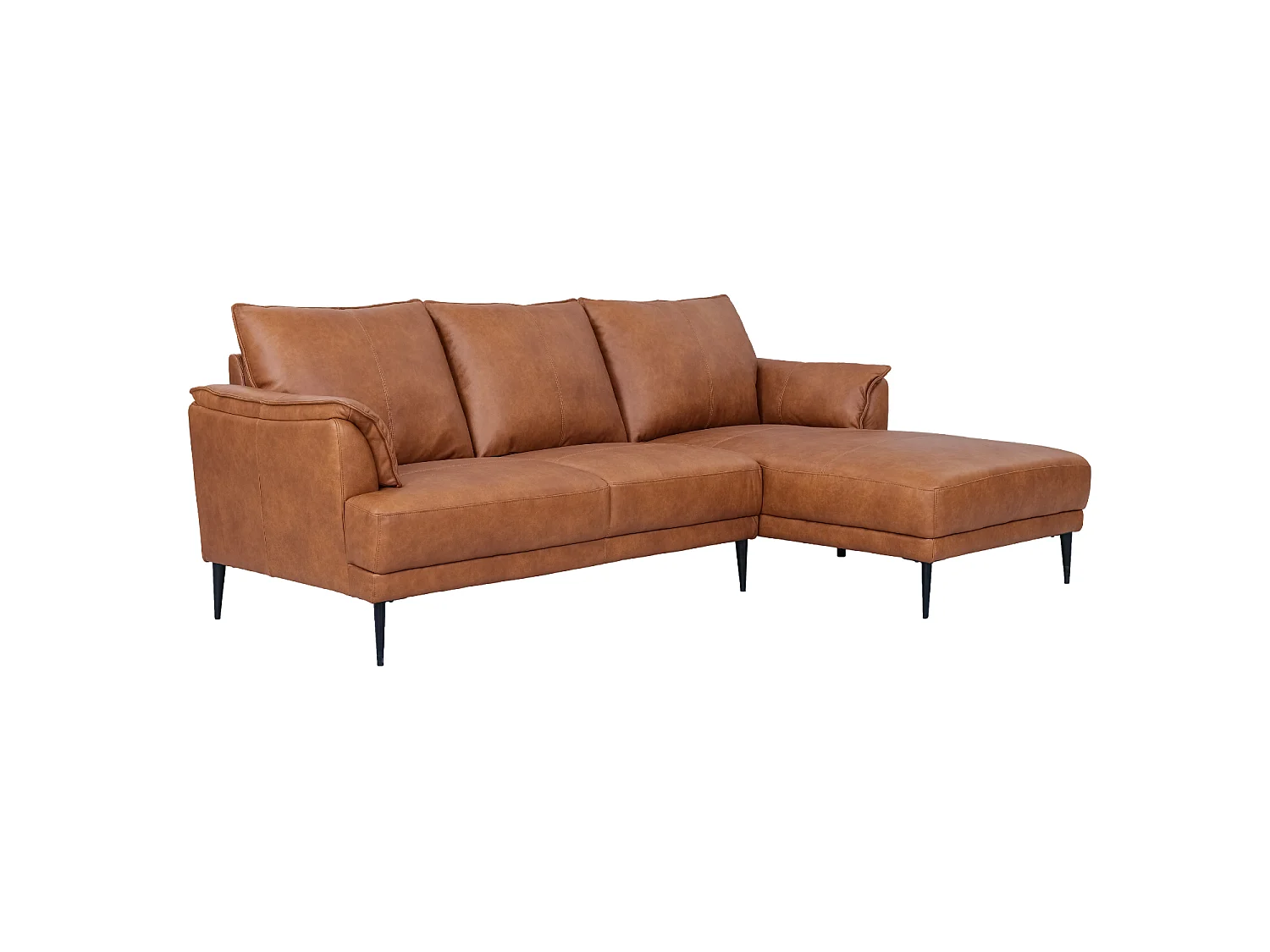 Canapé d'angle droite Soul - 3 places - Cuir - Marron