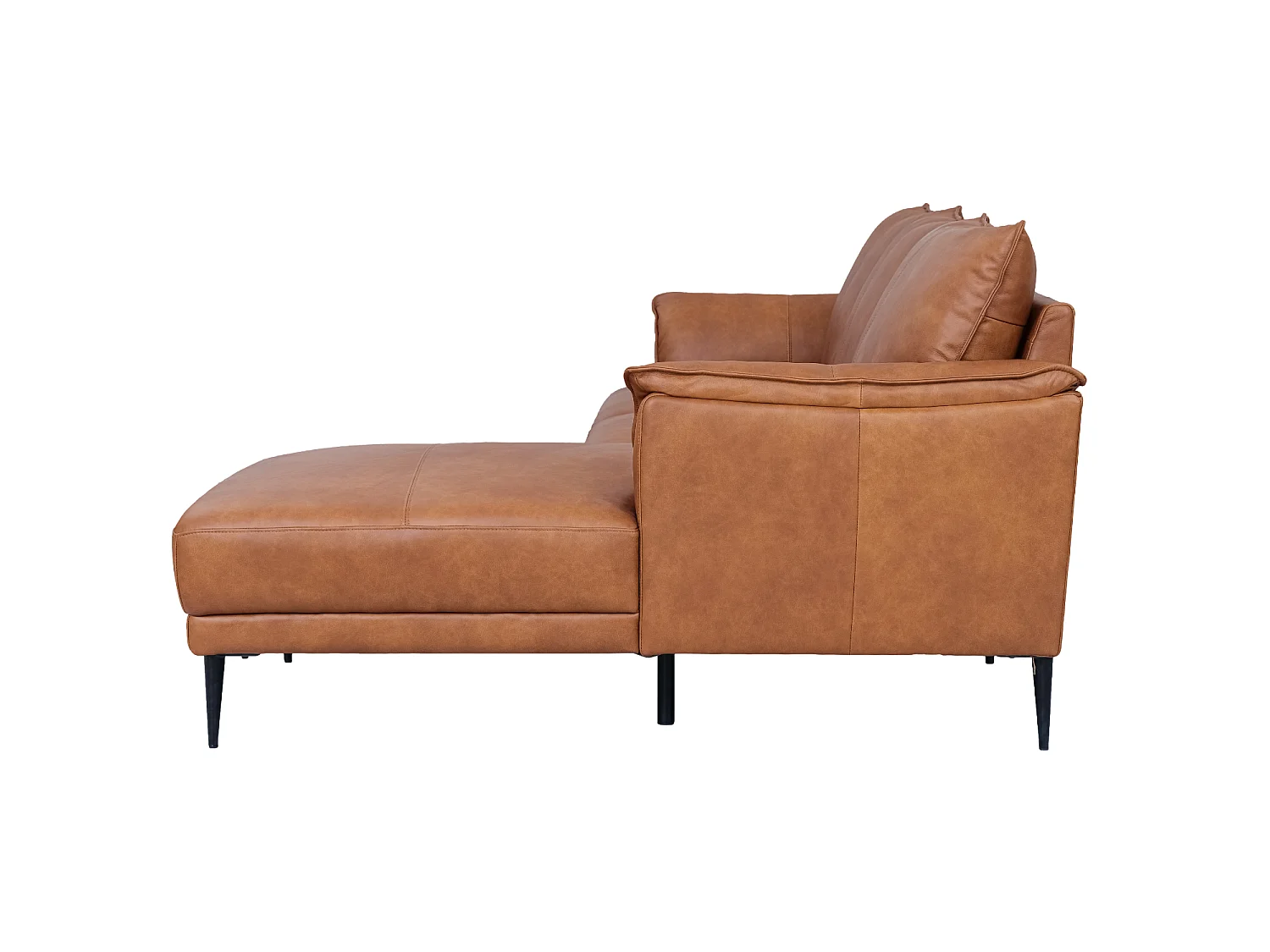 Canapé d'angle droite Soul - 3 places - Cuir - Marron