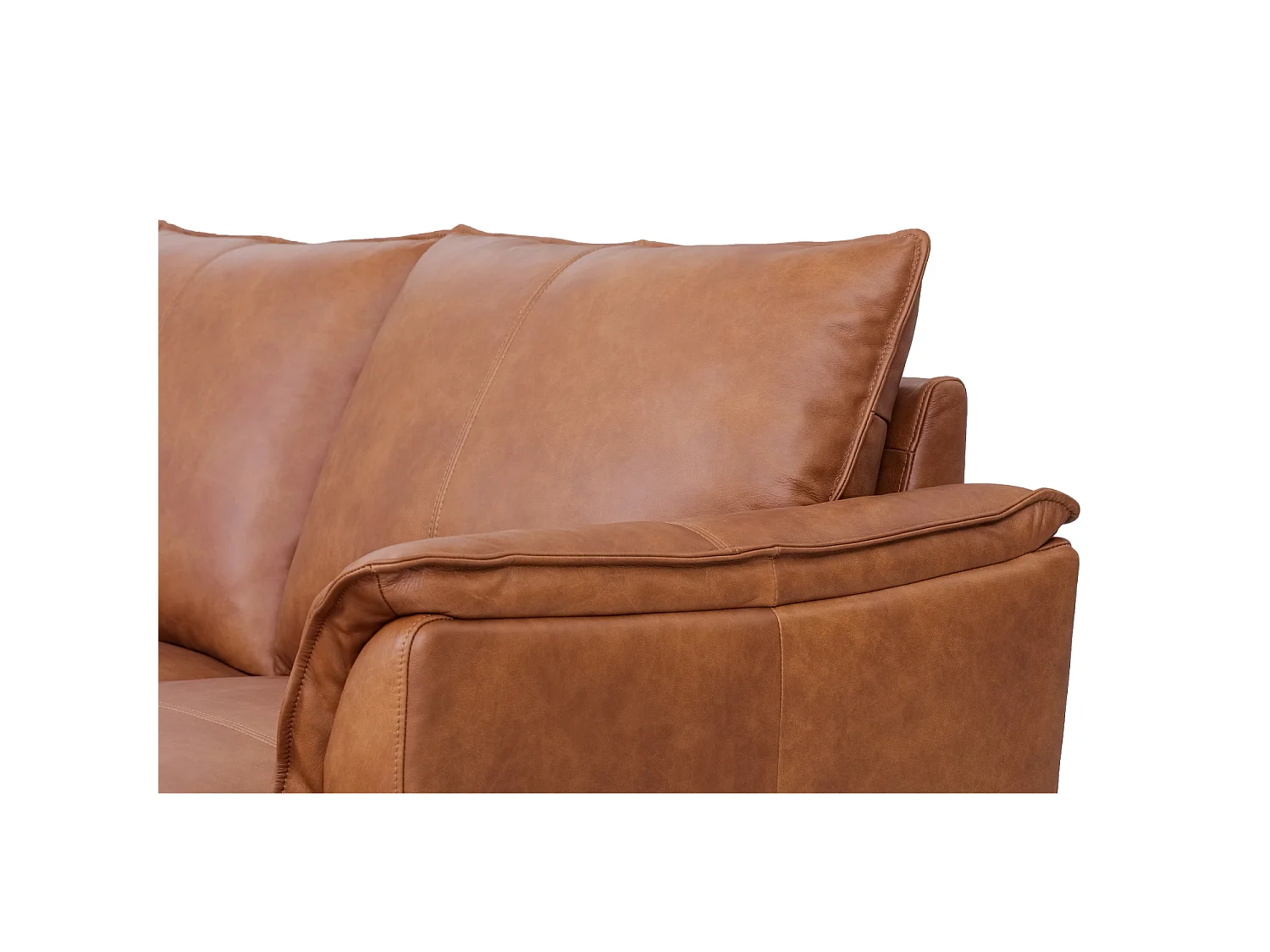 Canapé d'angle droite Soul - 3 places - Cuir - Marron