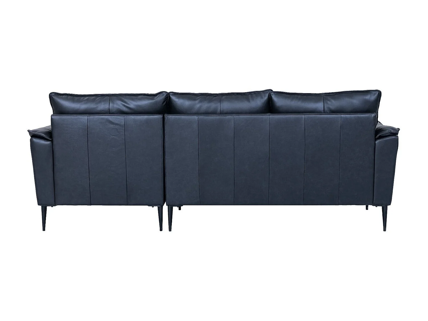 Ecksofa Rechts Soul - 3-Sitzer - Leder - Schwarz