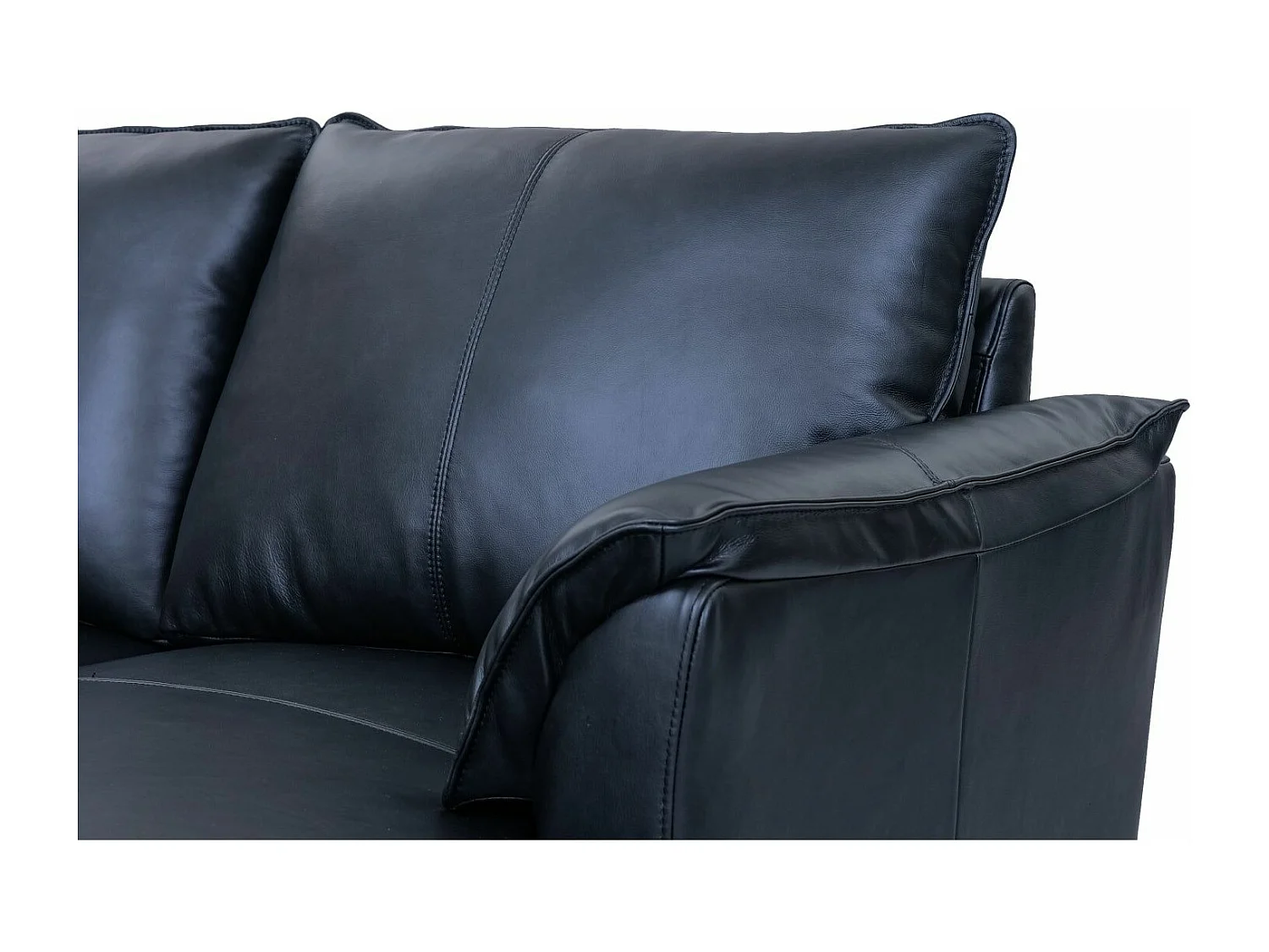 Ecksofa Rechts Soul - 3-Sitzer - Leder - Schwarz