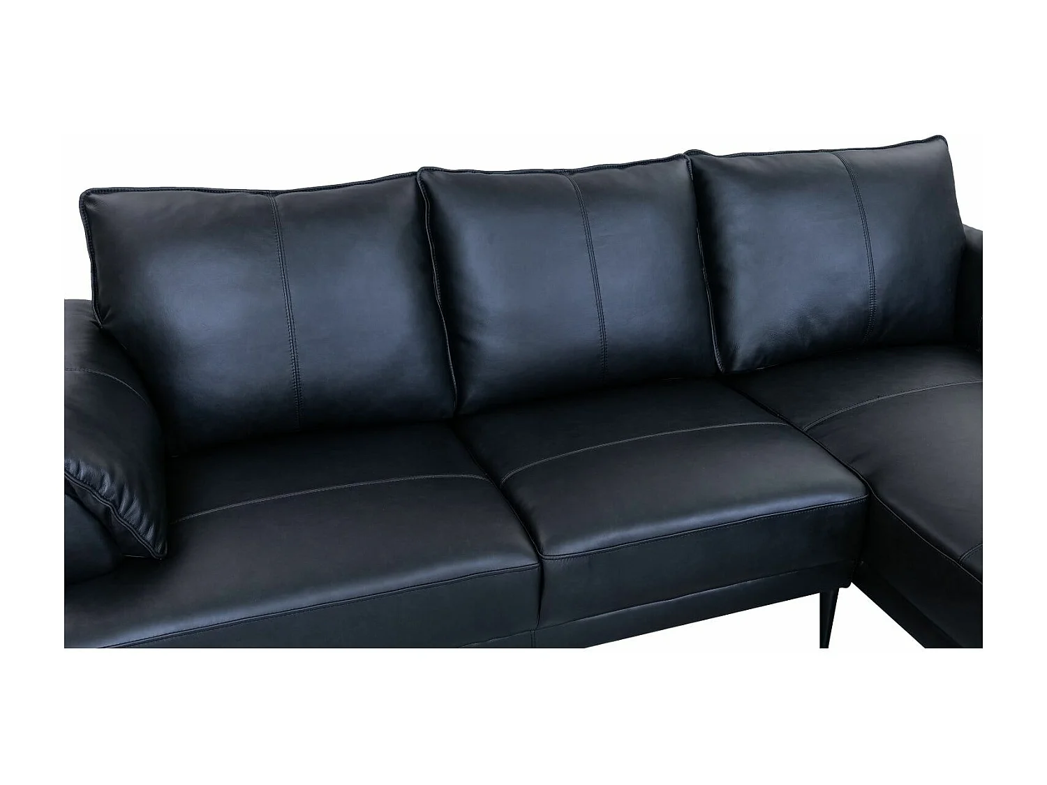 Ecksofa Rechts Soul - 3-Sitzer - Leder - Schwarz