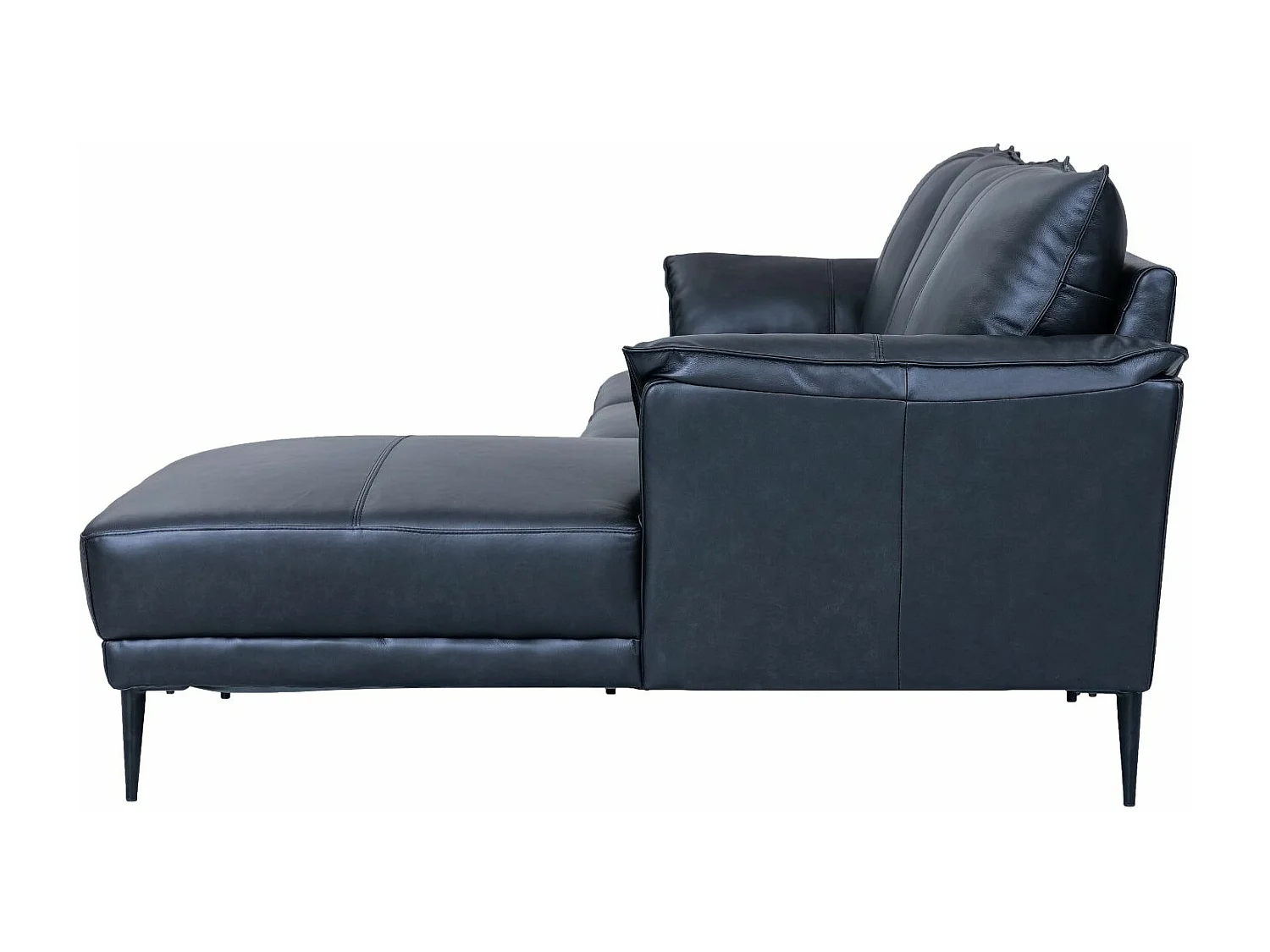 Ecksofa Rechts Soul - 3-Sitzer - Leder - Schwarz
