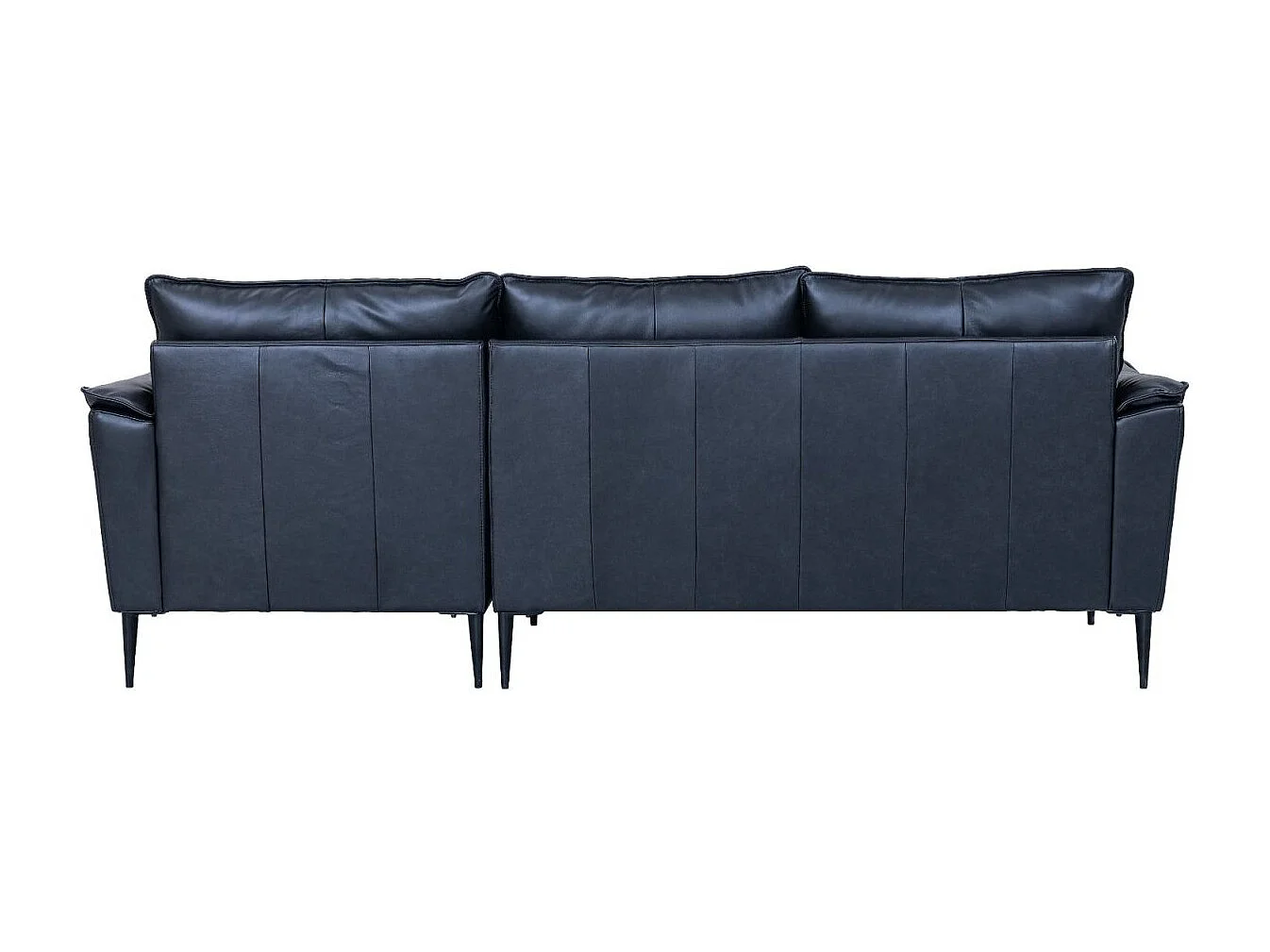 Canapé d'angle droite Soul - 3 places - Cuir - Noir